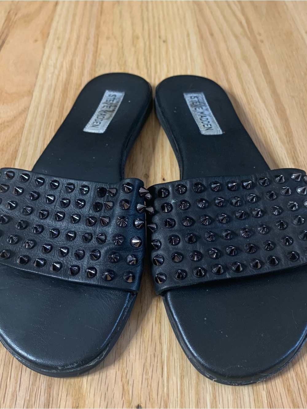 Steve Madden Studded Black Leather Sandals